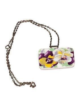 Handmade Broken Plate Pansy Pendant Made From A Vintage Plate One of a Kind 18”